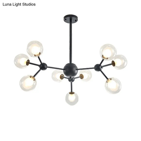 Modern Clear Glass Bubble Chandelier With Starburst Design - 9/12/15 Lights Hanging Light Fixture