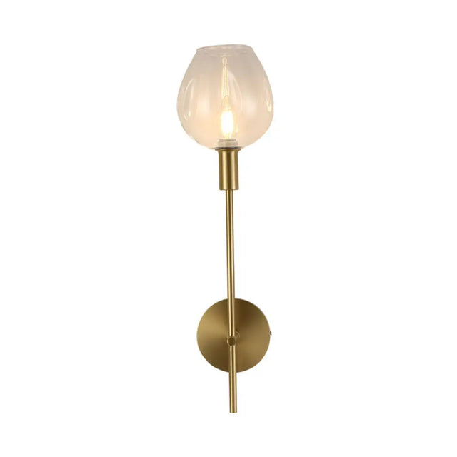 Modern Clear Glass Cup Sconce Light - Gold Wall Mounted Lamp With Metal Pencil Arm
