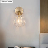 Modern Clear Glass Dome Wall Mount Lamp With Adjustable Joint - Brass Lighting Fixture (1 Bulb)