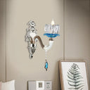 Modern Clear Glass Floral Wall Light With Chrome Finish Sconce Lamp 1 /