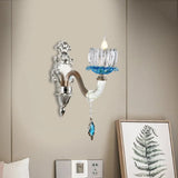 Modern Clear Glass Floral Wall Light With Chrome Finish Sconce Lamp 1 /