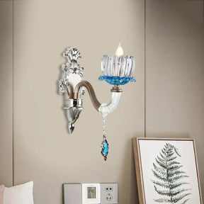 Modern Clear Glass Floral Wall Light With Chrome Finish Sconce Lamp 1 /