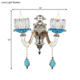 Modern Clear Glass Floral Wall Light With Chrome Finish Sconce Lamp