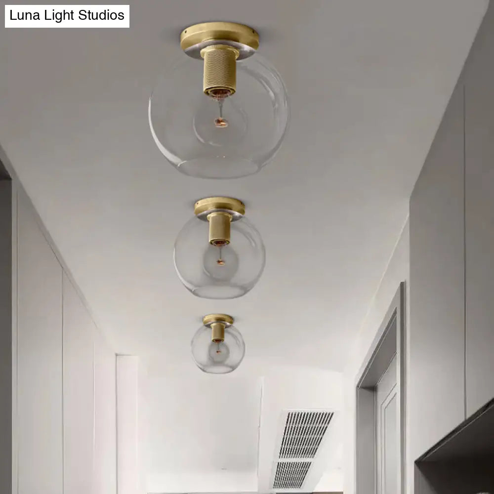 Modern Clear Glass Flush Mount Ceiling Light Fixture For Living Room In 3 Finishes