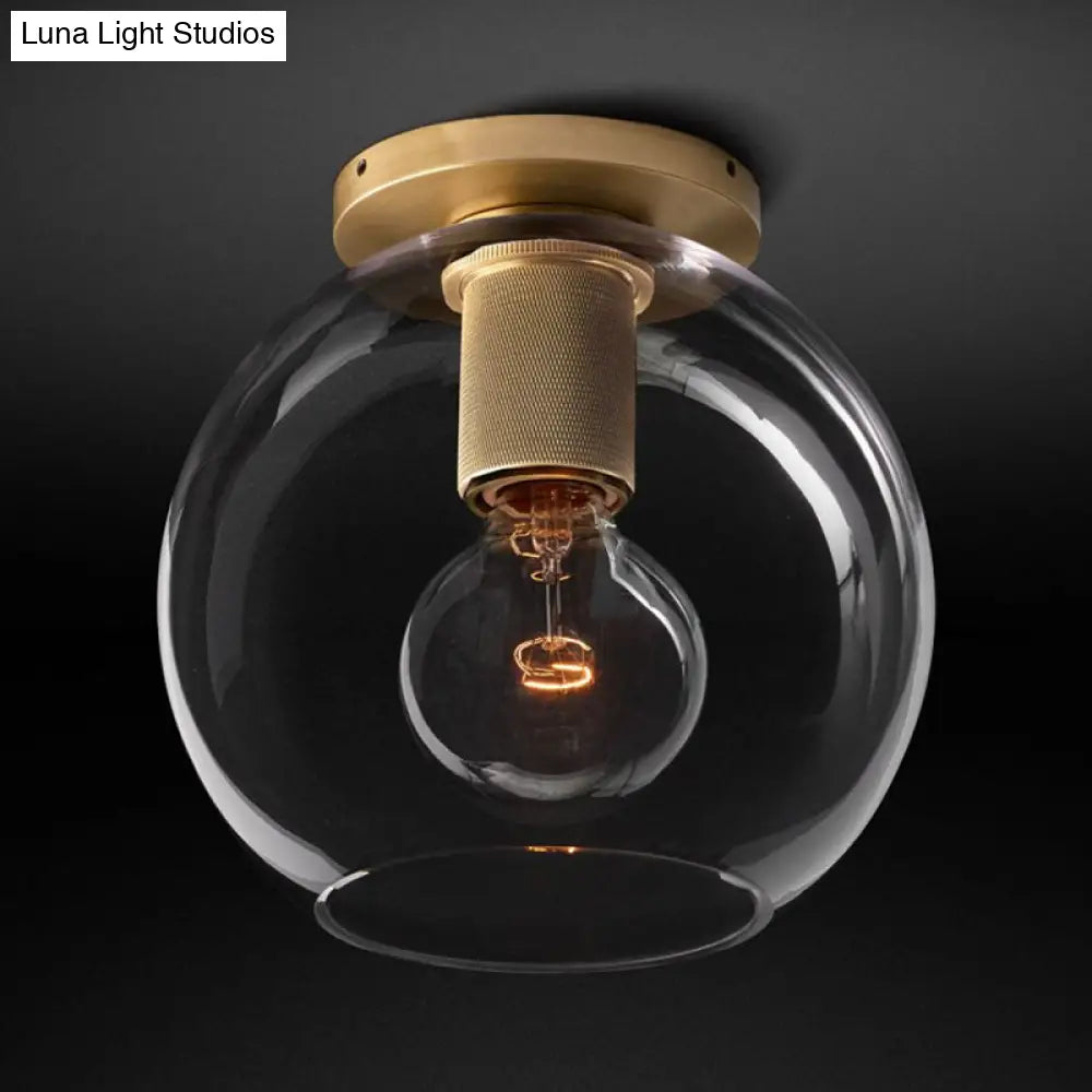 Modern Clear Glass Flush Mount Ceiling Light Fixture For Living Room In 3 Finishes