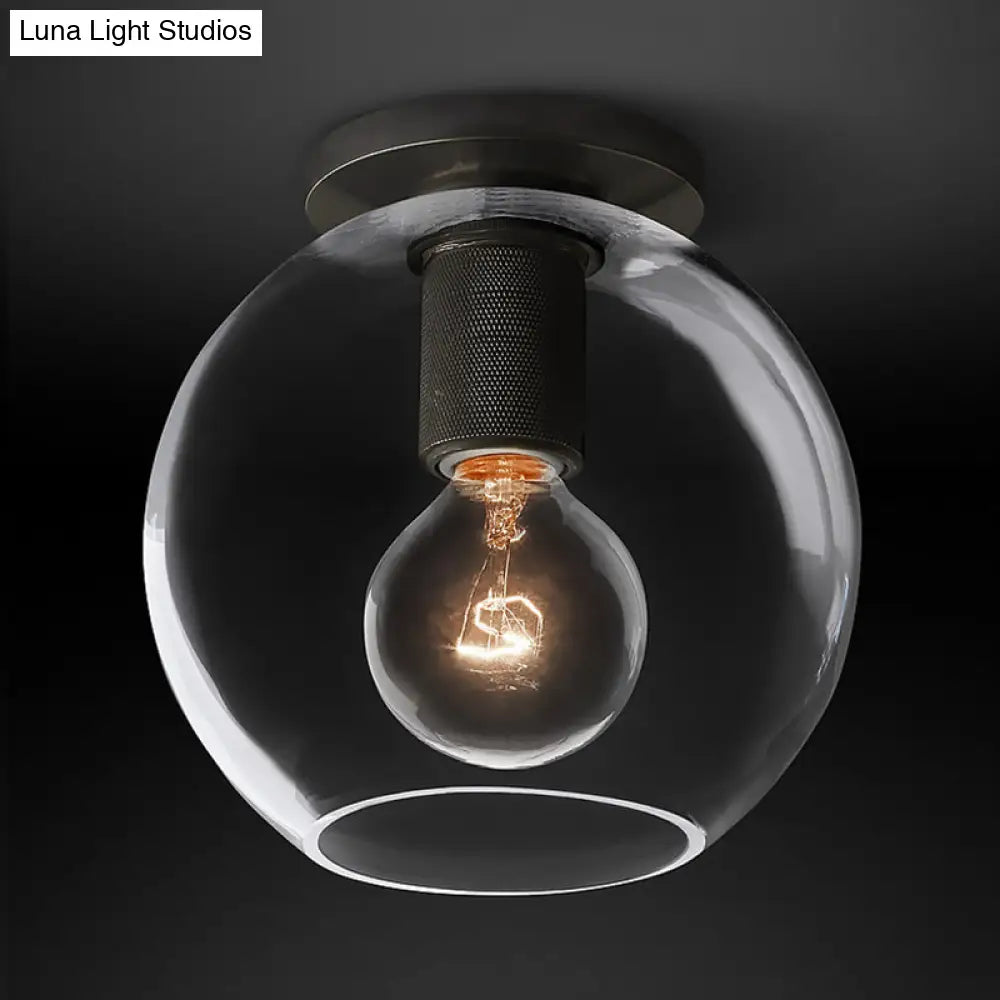 Modern Clear Glass Flush Mount Ceiling Light Fixture For Living Room In 3 Finishes