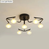 Modern Clear Glass Global Semi Flush Mount With Multiple Rod Design - 7/9 Lights Led Black Lamp