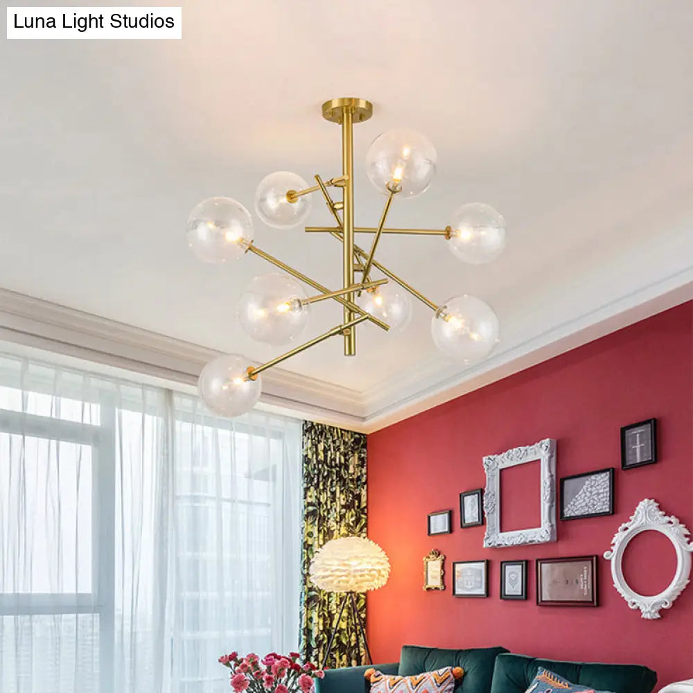 Modern Clear Glass Gold Bubble Pendulum Light Chandelier for Dining Room