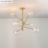 Modern Clear Glass Gold Bubble Pendulum Light Chandelier for Dining Room