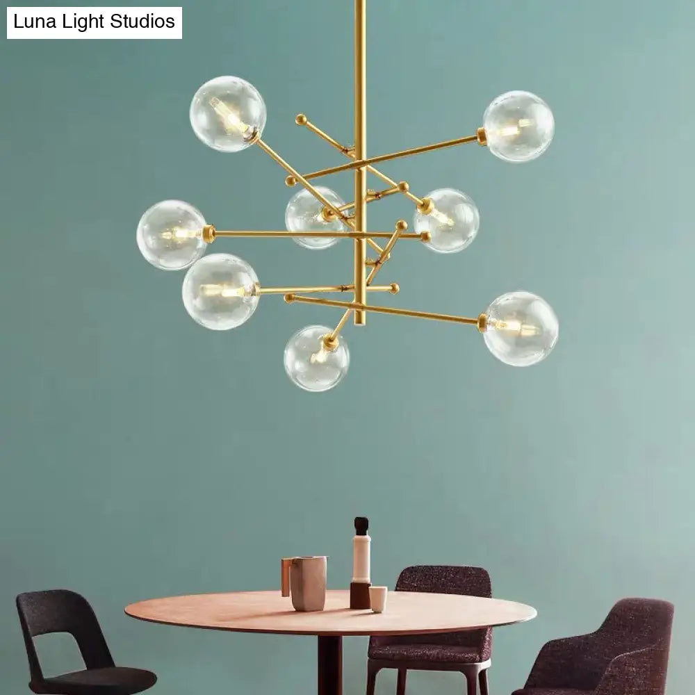 Modern Clear Glass Gold Bubble Pendulum Light Chandelier for Dining Room