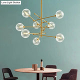 Modern Clear Glass Gold Bubble Pendulum Light Chandelier for Dining Room