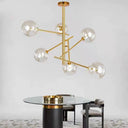 Modern Clear Glass Gold Bubble Pendulum Light Chandelier for Dining Room 6 / Gold