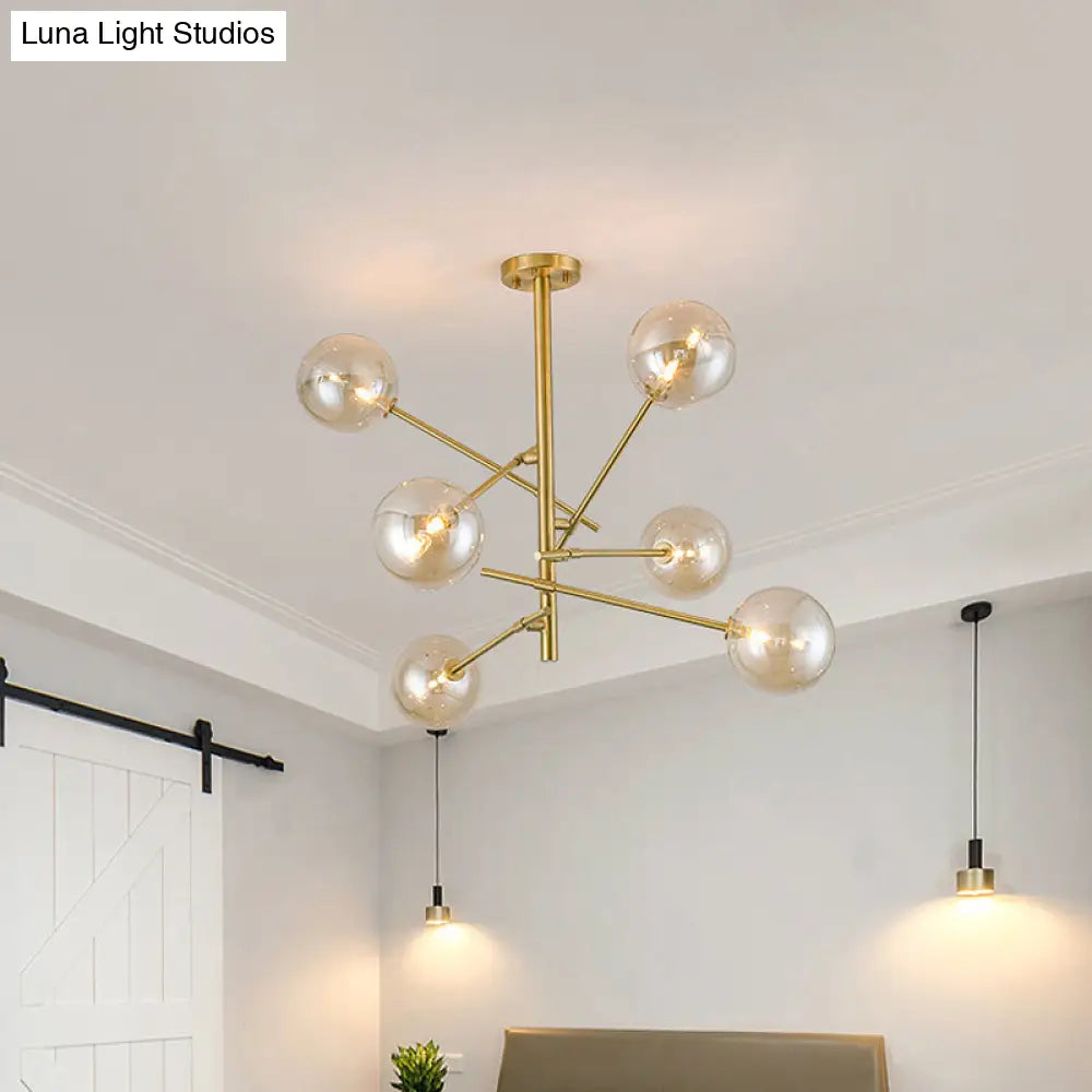 Modern Clear Glass Gold Bubble Pendulum Light Chandelier for Dining Room