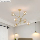 Modern Clear Glass Gold Bubble Pendulum Light Chandelier for Dining Room