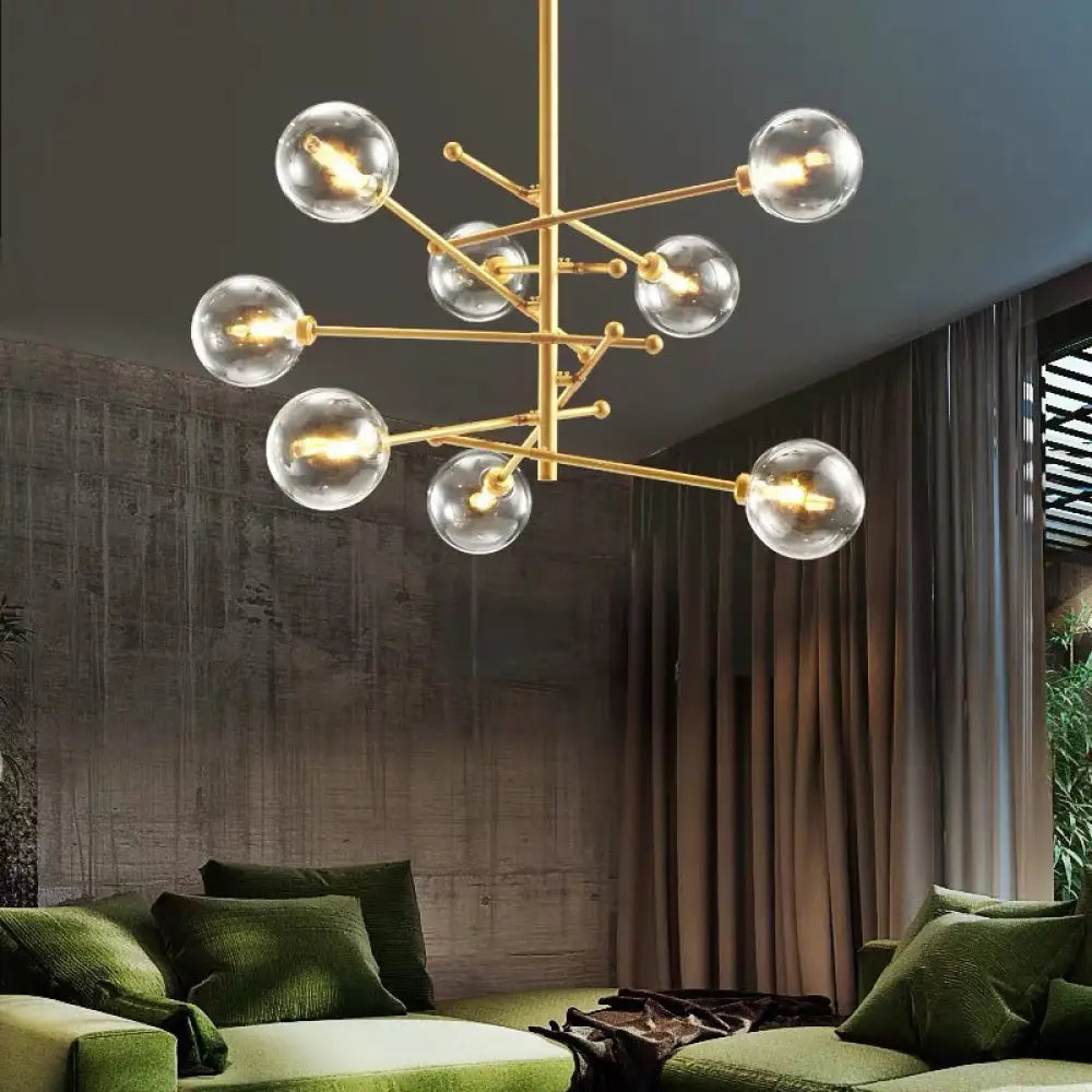 Modern Clear Glass Gold Bubble Pendulum Light Chandelier for Dining Room 8 / Gold