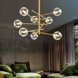 Modern Clear Glass Gold Bubble Pendulum Light Chandelier for Dining Room 8 / Gold