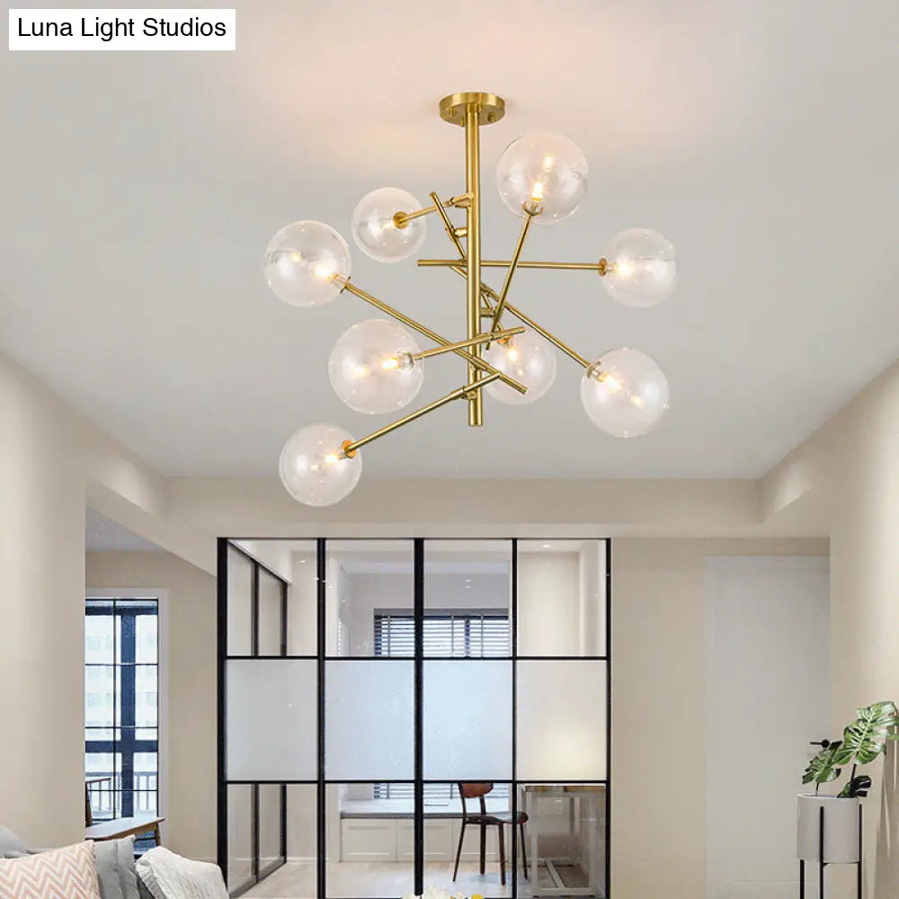 Modern Clear Glass Gold Bubble Pendulum Light Chandelier for Dining Room