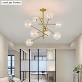 Modern Clear Glass Gold Bubble Pendulum Light Chandelier for Dining Room