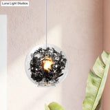 Modern Clear Glass Pendant Ceiling Light with Black Plant Design Inside Black