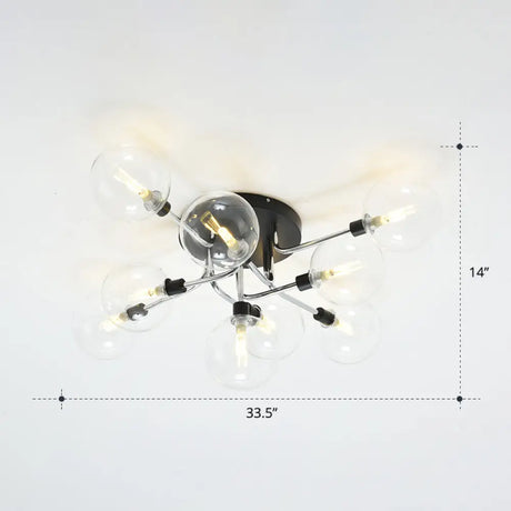 Modern Clear Glass Semi - Flush Ceiling Light - Stylish Flush Mount Fixture For Dining Room 9 /