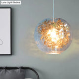 Modern Clear Glass Shattered Leaves Pendant Light With 1 Silver/Gold Finish