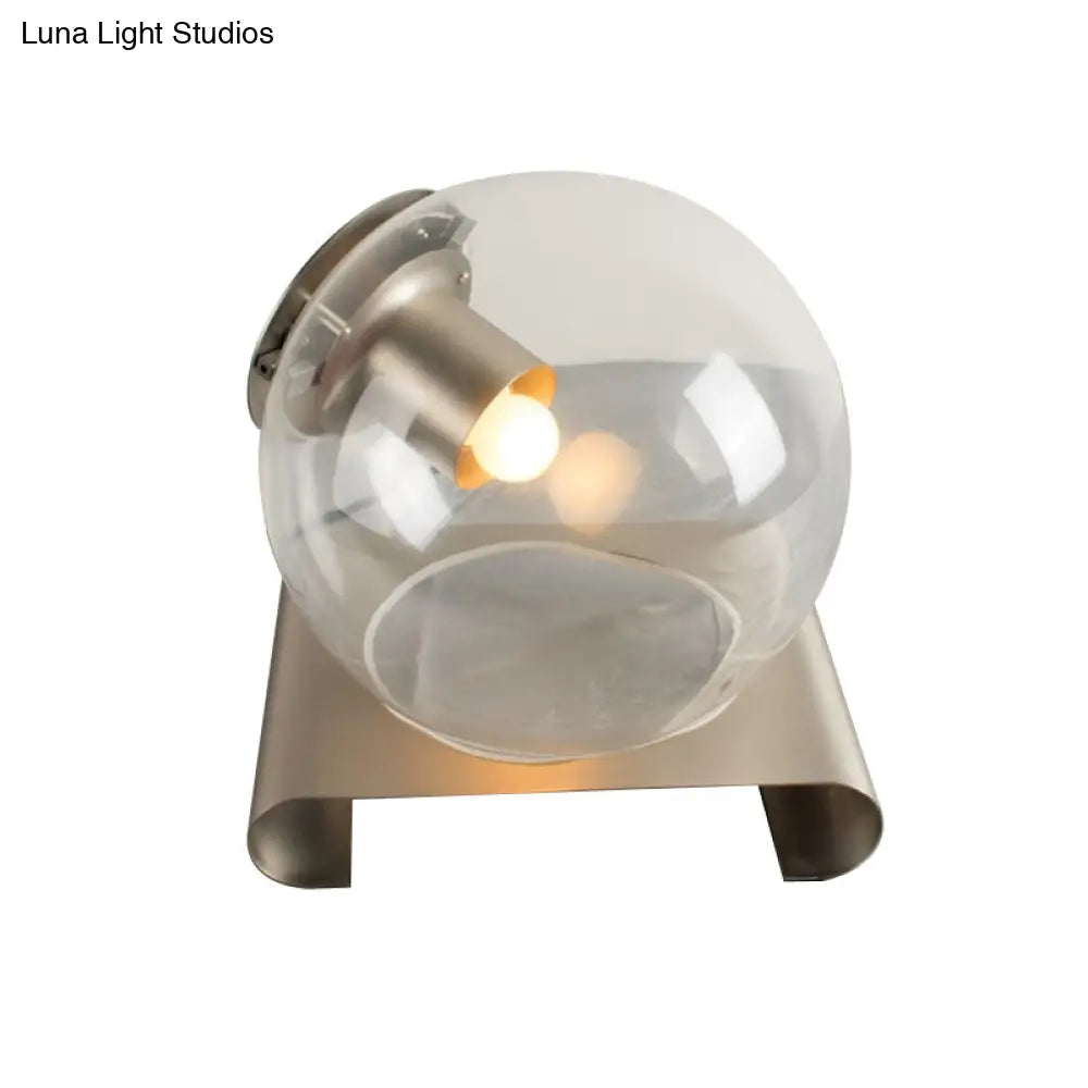 Modern Clear Glass Study Desk Lamp With Metal Base