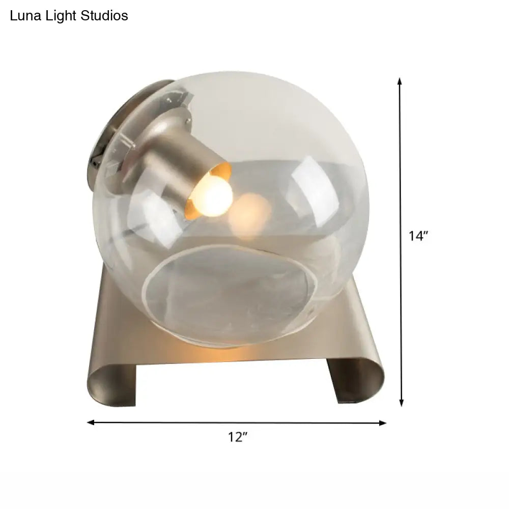 Modern Clear Glass Study Desk Lamp With Metal Base