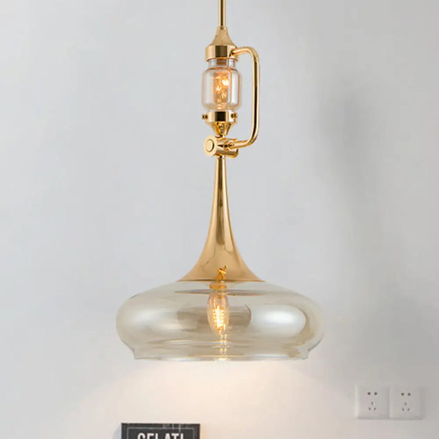 Modern Clear Glass Trumpet Ceiling Pendant Lamp For Living Room With Single Bulb