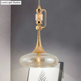 Modern Clear Glass Trumpet Ceiling Pendant Lamp For Living Room With Single Bulb