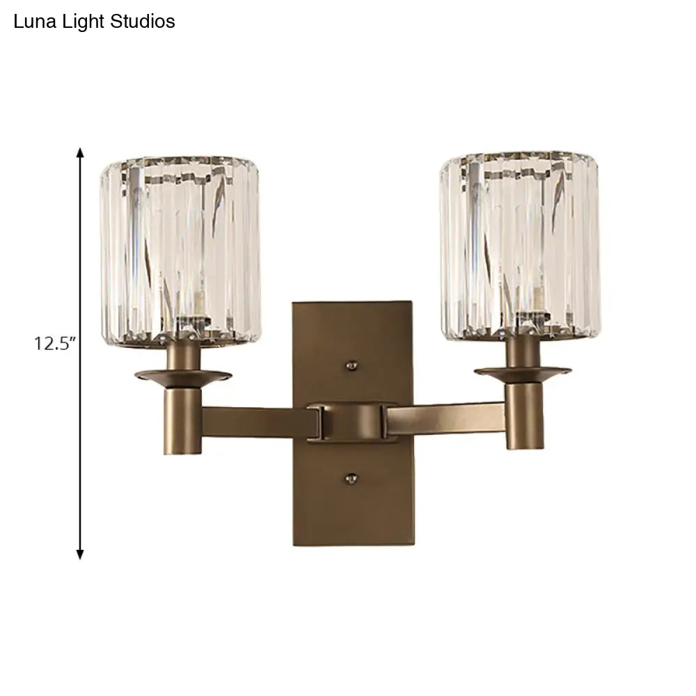 Modern Clear Glass Wall Sconce With Bronze Rectangle Backplate - Bedroom Half-Bulb Lamp