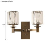 Modern Clear Glass Wall Sconce With Bronze Rectangle Backplate - Bedroom Half-Bulb Lamp