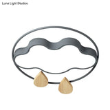 Modern Cloud Bedroom Ceiling Light With Acrylic Led Wood Raindrop Design (Grey/White/Green)