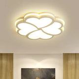 Modern Clover Shaped Bedroom Led Flush Mount Ceiling Light In White / 3 Color