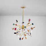 Modern Colorful Island Light Fixture With Agate Stone Pendant For Dining Restaurants 16 / Gold Warm