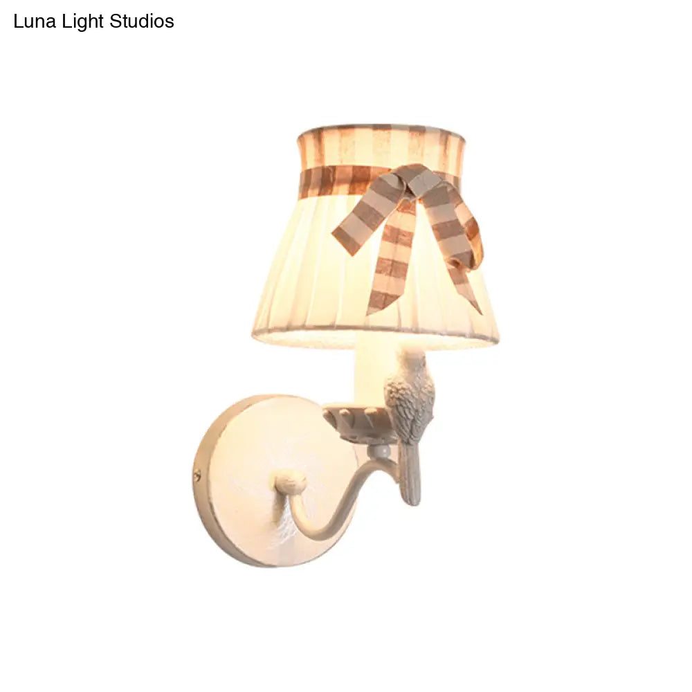 Modern Cone Fabric Wall Mount Lamp - 1/2 Heads Bird Deco White