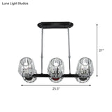 Modern Conic Hanging Light Kit With Crystal Block - 4/6 Lights Black