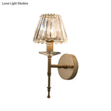 Modern Conical Crystal Wall Light With Gold Finish - Stylish Lighting Fixture For Living Room