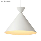 Modern Conical Metal Hanging Ceiling Light - 1-Light Pendant Lamp In White