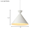 Modern Conical Metal Hanging Ceiling Light - 1-Light Pendant Lamp In White