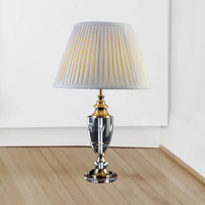 Modern Conical Shade Table Lamp For Study - Sleek Grey Desk Light With Fabric & 1 Bulb