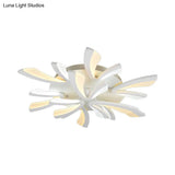 Modern Coral Semi Flush Mount Ceiling Light - 3/5/12-Head Acrylic Flushmount In Warm/White