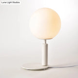 Modern Cream Glass Ball Night Table Lamp With 1-Bulb: Black/Grey/White Reading Book Light