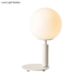 Modern Cream Glass Ball Night Table Lamp With 1-Bulb: Black/Grey/White Reading Book Light