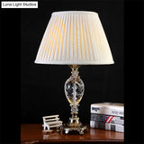 Modern Cream Gray Pleated Table Lamp With Bronze Carved Metal Base Fabric Shade 1 Bulb