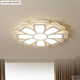 Modern Creative Flower Flush Mount Light With Acrylic Diffuser - Led Bedroom Ceiling In Warm/White