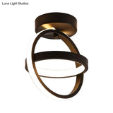 Modern Crossed Circle Led Ceiling Lamp In Warm/White Light - Metal Flush Mount Fixture