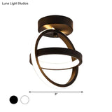 Modern Crossed Circle Led Ceiling Lamp In Warm/White Light - Metal Flush Mount Fixture