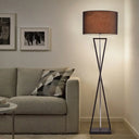 Modern Crossing Line Iron Stand-Up Lamp | 1-Bulb Reading Floor With Drum Shade (White/Black) Black