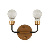 Modern Crystal 2-Light Brass Wall Light - Bulb Shaped Sconce Lamp For Bedroom & Living Room