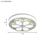 Modern Crystal And Acrylic Flush Ceiling Light With Flower Pattern White/3 Color Led Brown/White